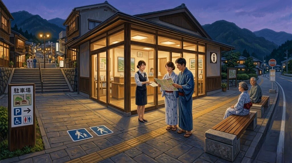 伊香保温泉の夕食を外で満喫する周辺のインフラ