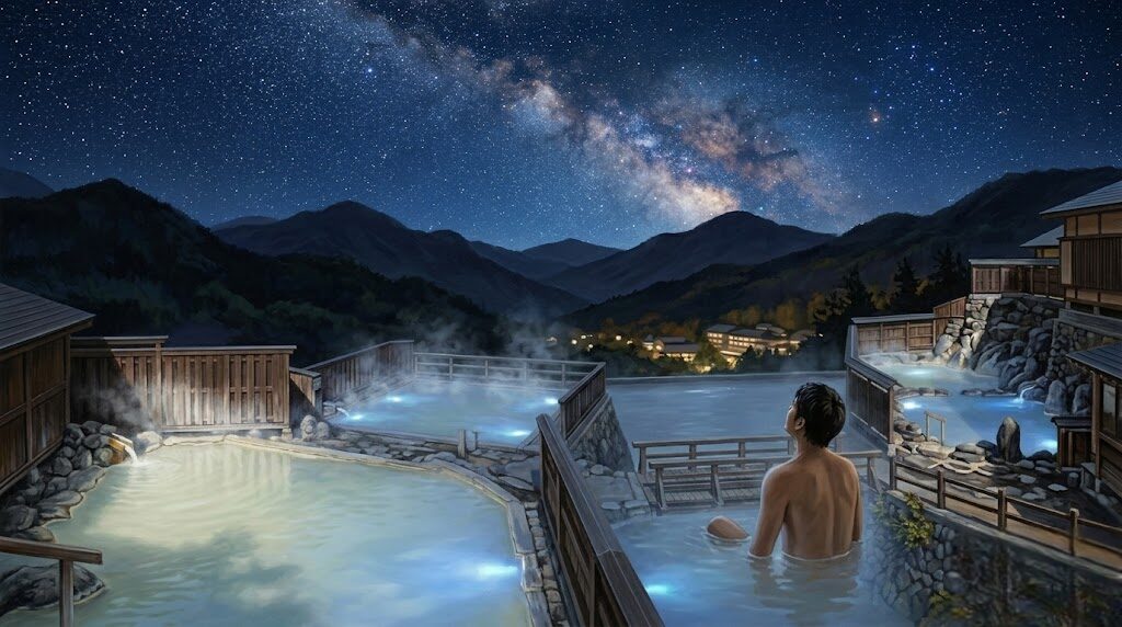 万座プリンスホテルから望む星空と絶景露天