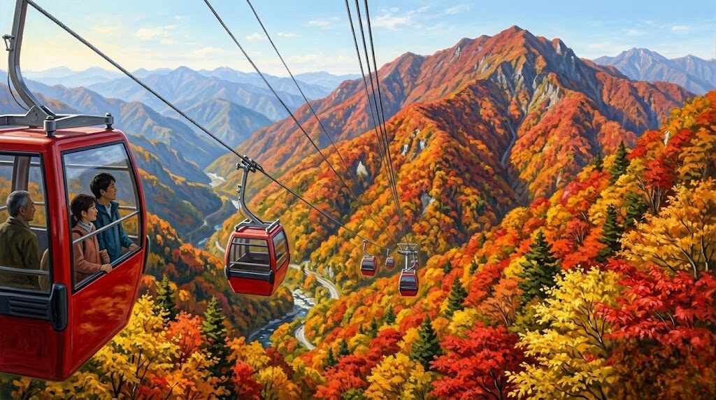 谷川岳のロープウェイから眺める紅葉の絶景