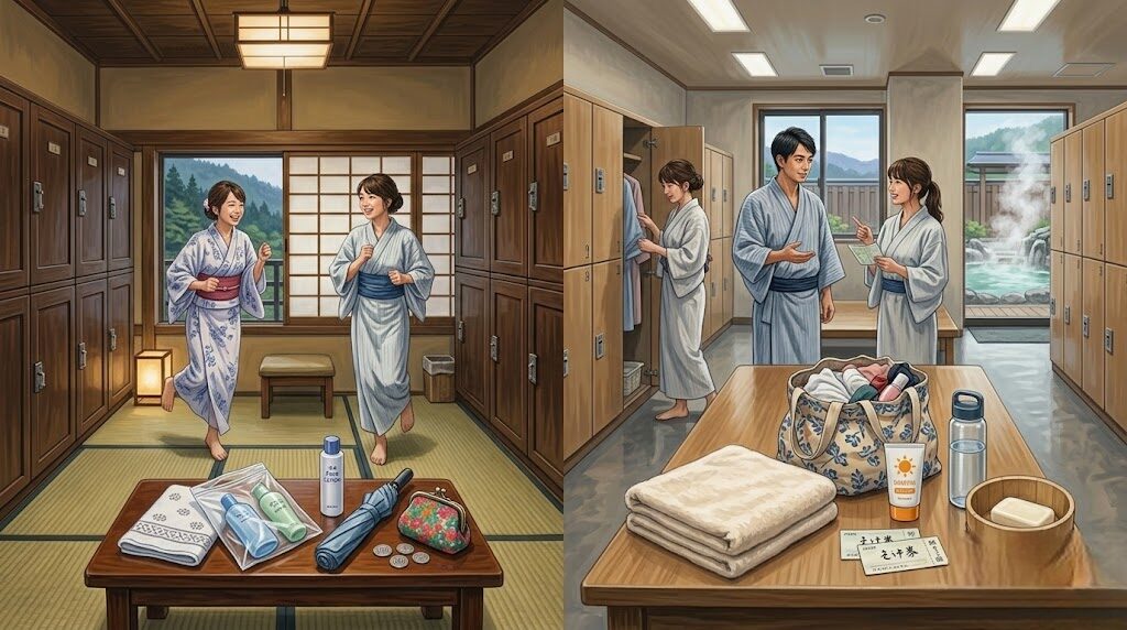 日帰り入浴や露天風呂をはしごして楽しむための持ち物