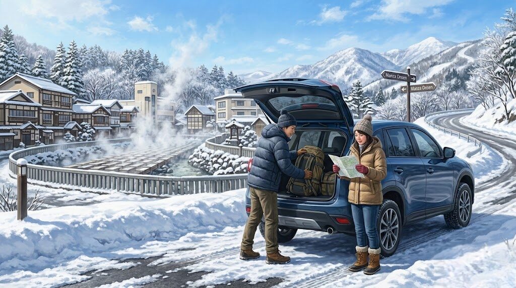 草津温泉から万座温泉への移動は?泉質の違いと冬の装備について解説