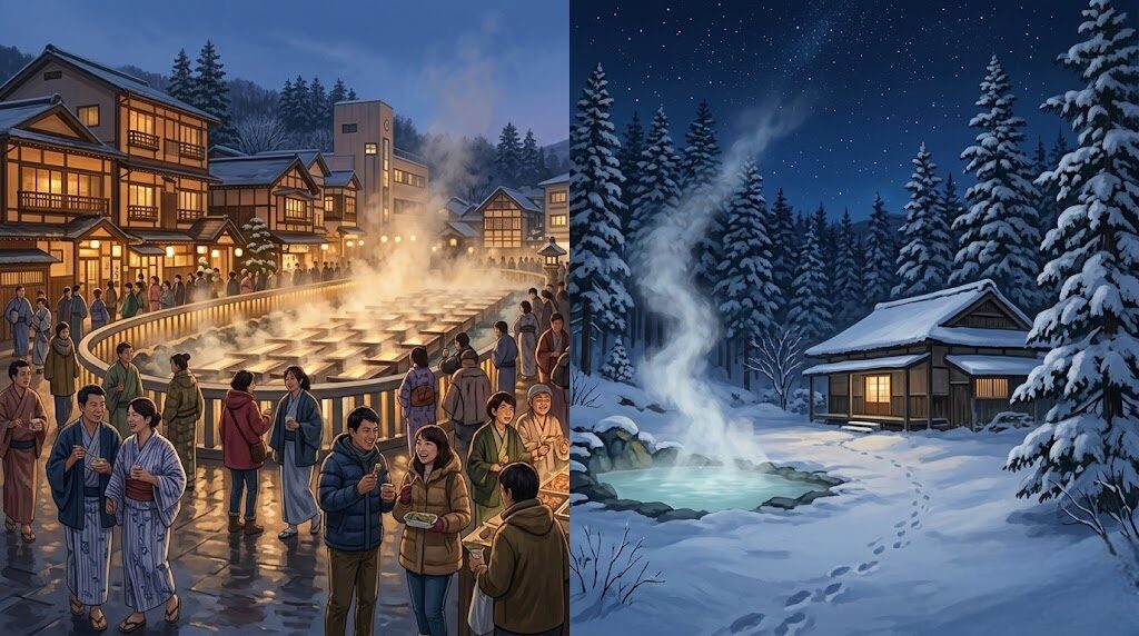 活気ある草津温泉街と静寂に包まれた万座の魅力