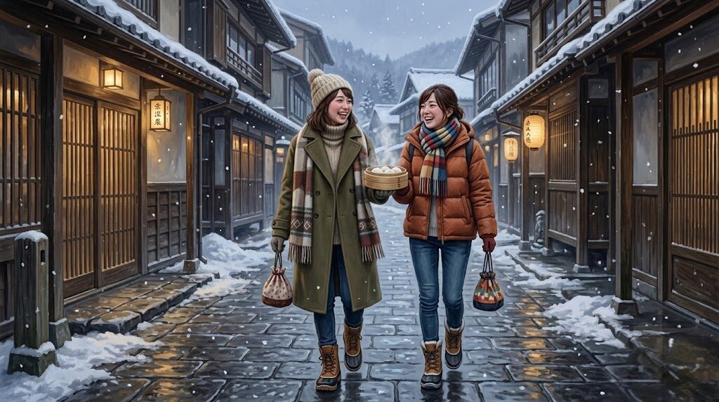 女子旅を彩る草津温泉のオシャレな防寒スタイル