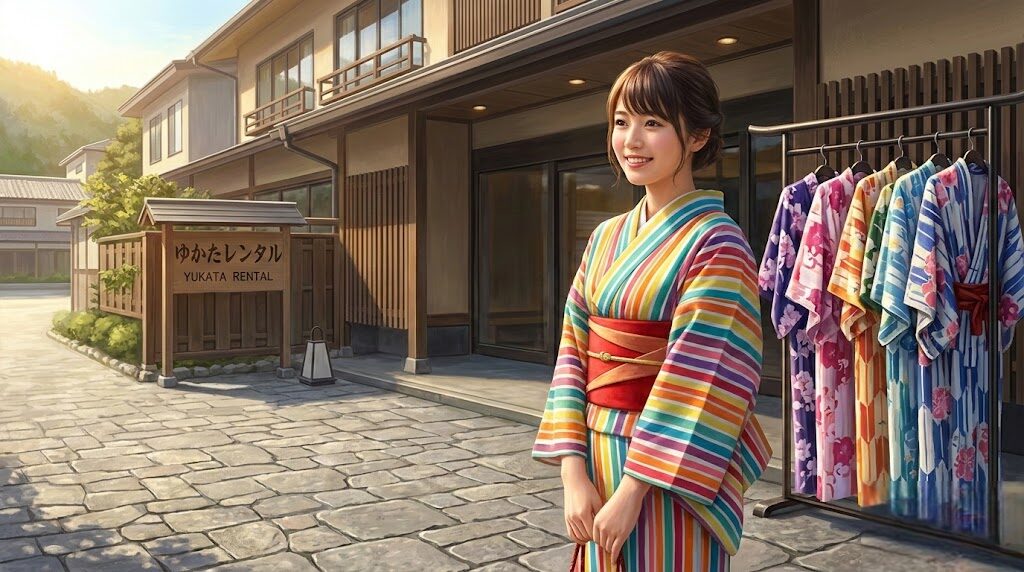 草津温泉で浴衣散策!可愛い色浴衣が選べる宿とレンタル活用術を解説
