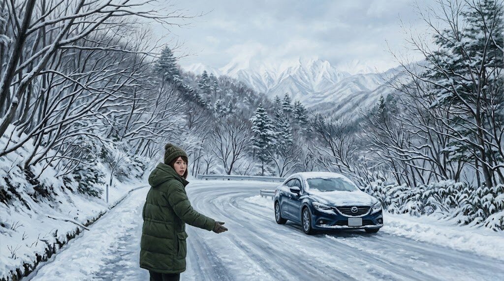 四万温泉へノーマルタイヤで行ける時期と雪道の危険性