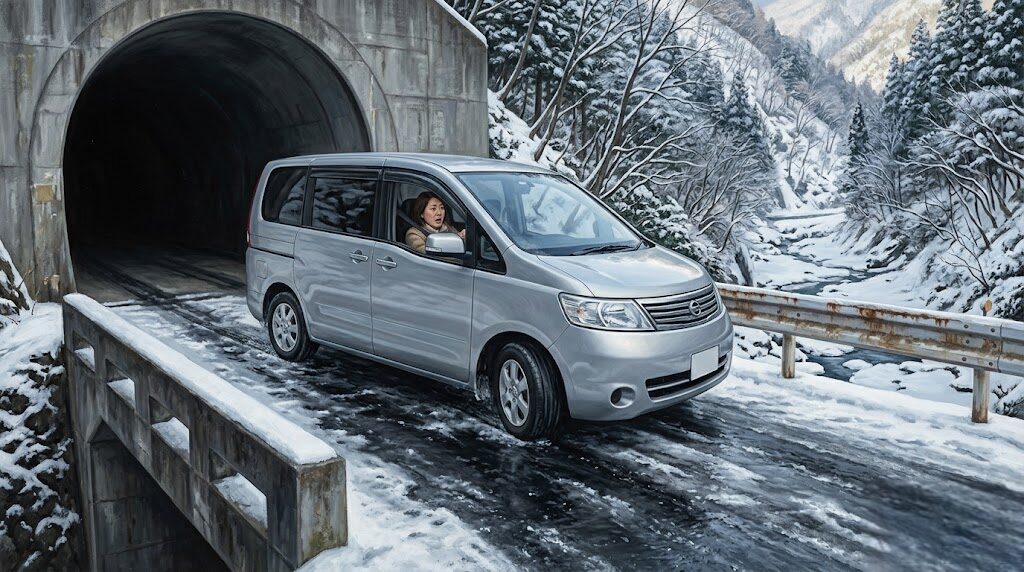 国道353号線のトンネル出口や橋梁に潜むスリップ事故