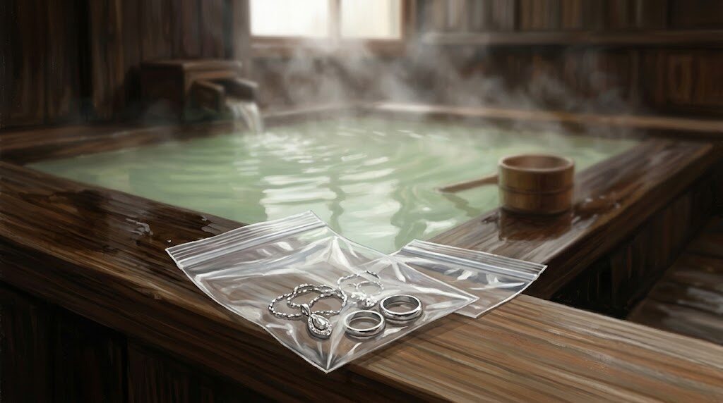 強酸性の湯による銀製品の変色を防ぐジップロック