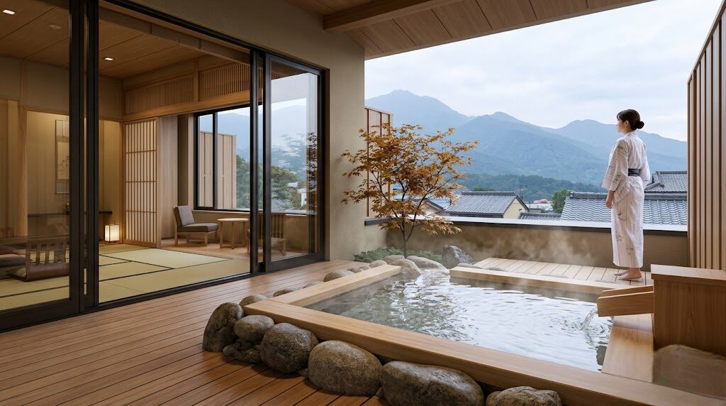 露天風呂付き客室がある伊香保温泉宿